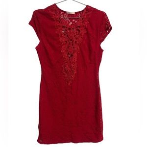 Entry floral red lace mini dress